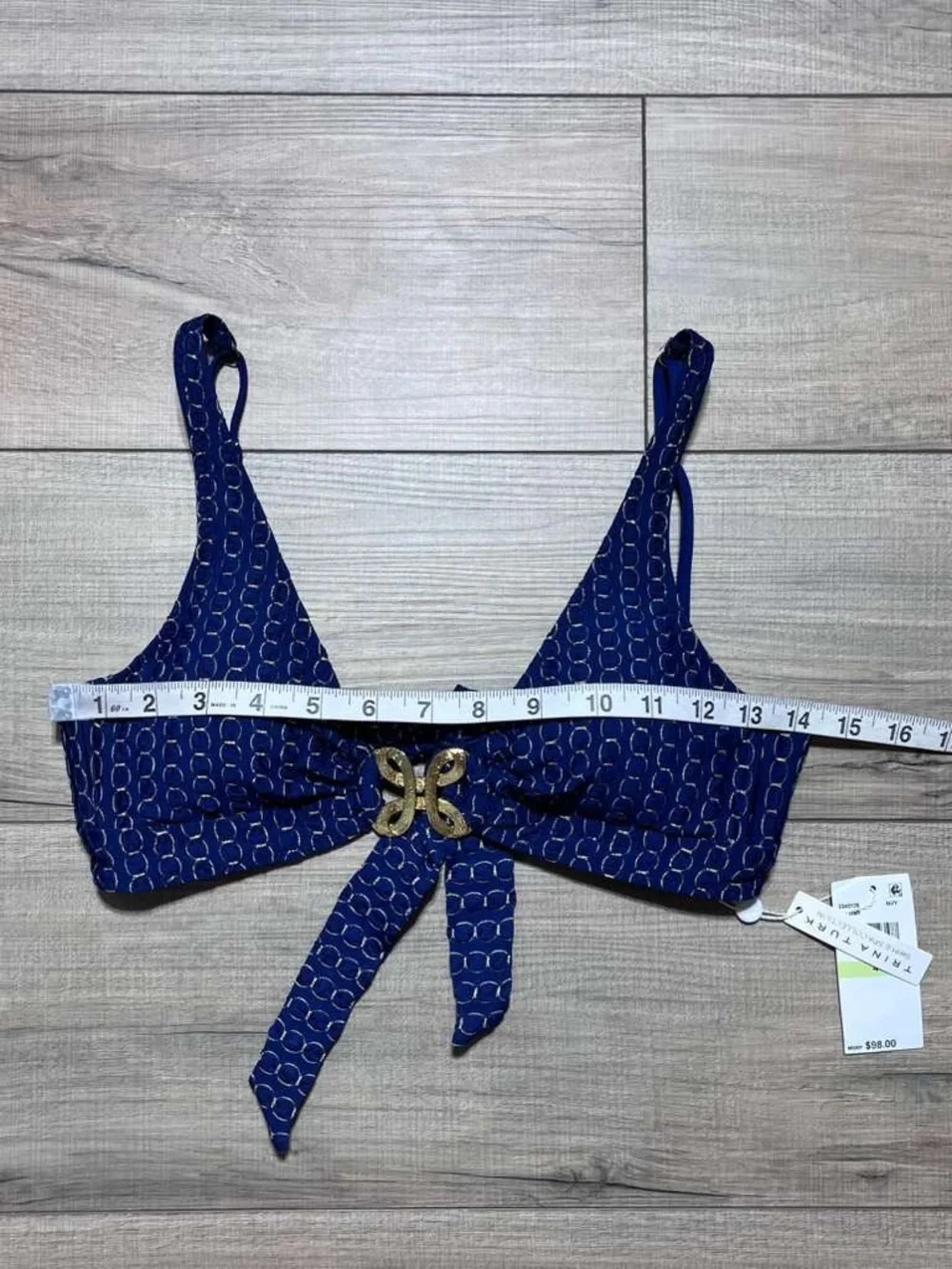Trina Turk Swim And Spa Collection Bikini Top With Gold Center Accent Size 4